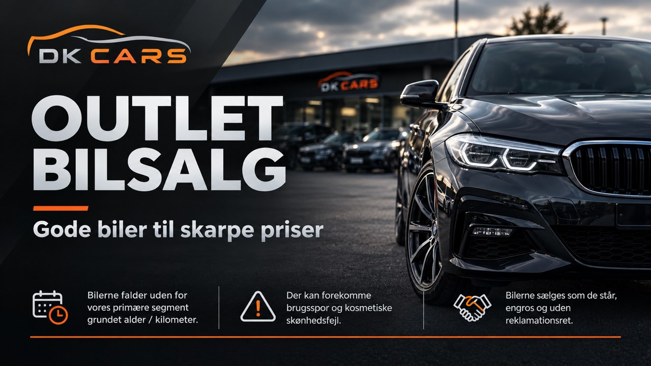 Outlet Bilsalg hos DK Cars – gode biler til skarpe priser